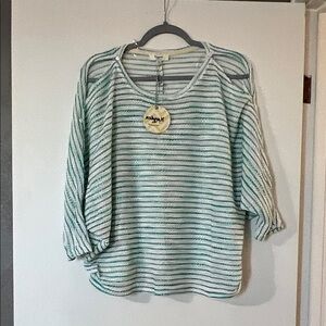 Hayden Green and White Striped Long Sleeve Top